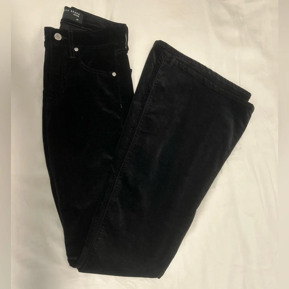 Veronica Beard Black Velvet Flare Women's Jeans - Picture 1 of 4